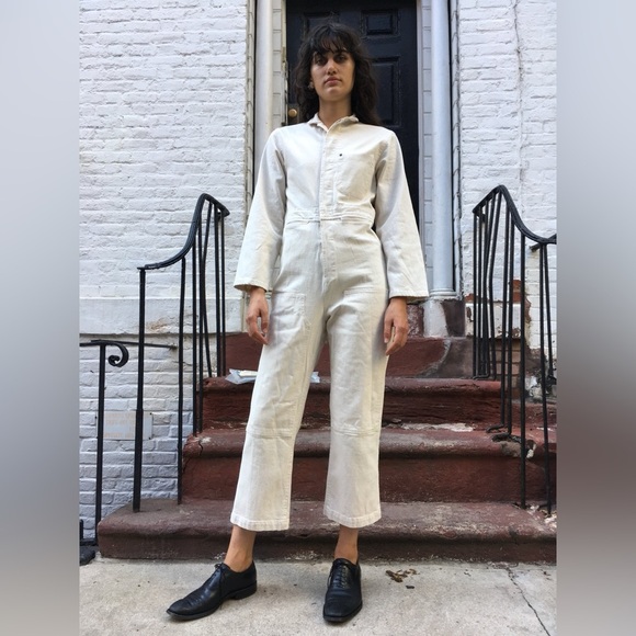 Caron Callahan / Fincher jumpsuit ivory cream denim flight suit large L - Picture 5 of 11